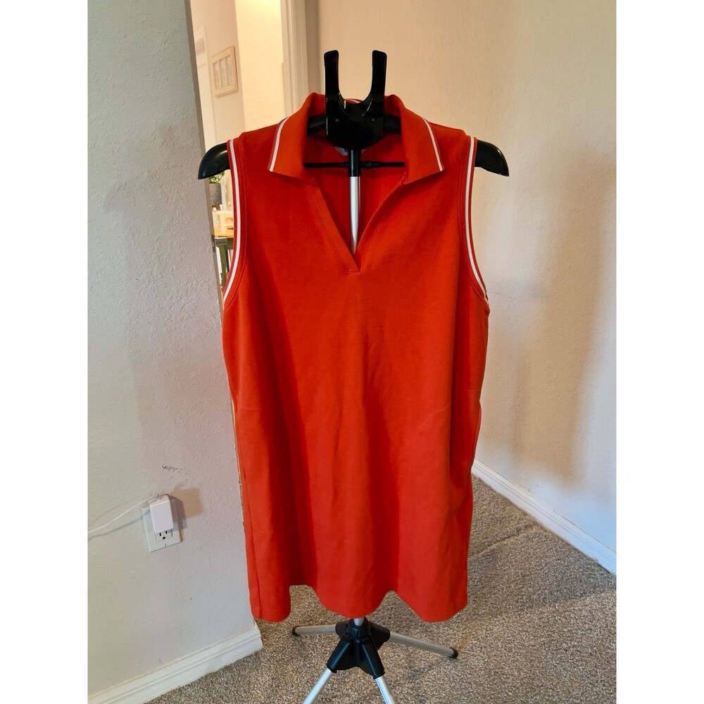 SPANX Air Essentials Pique Polo Tank Dress in Bright Poopy Orange Size XL